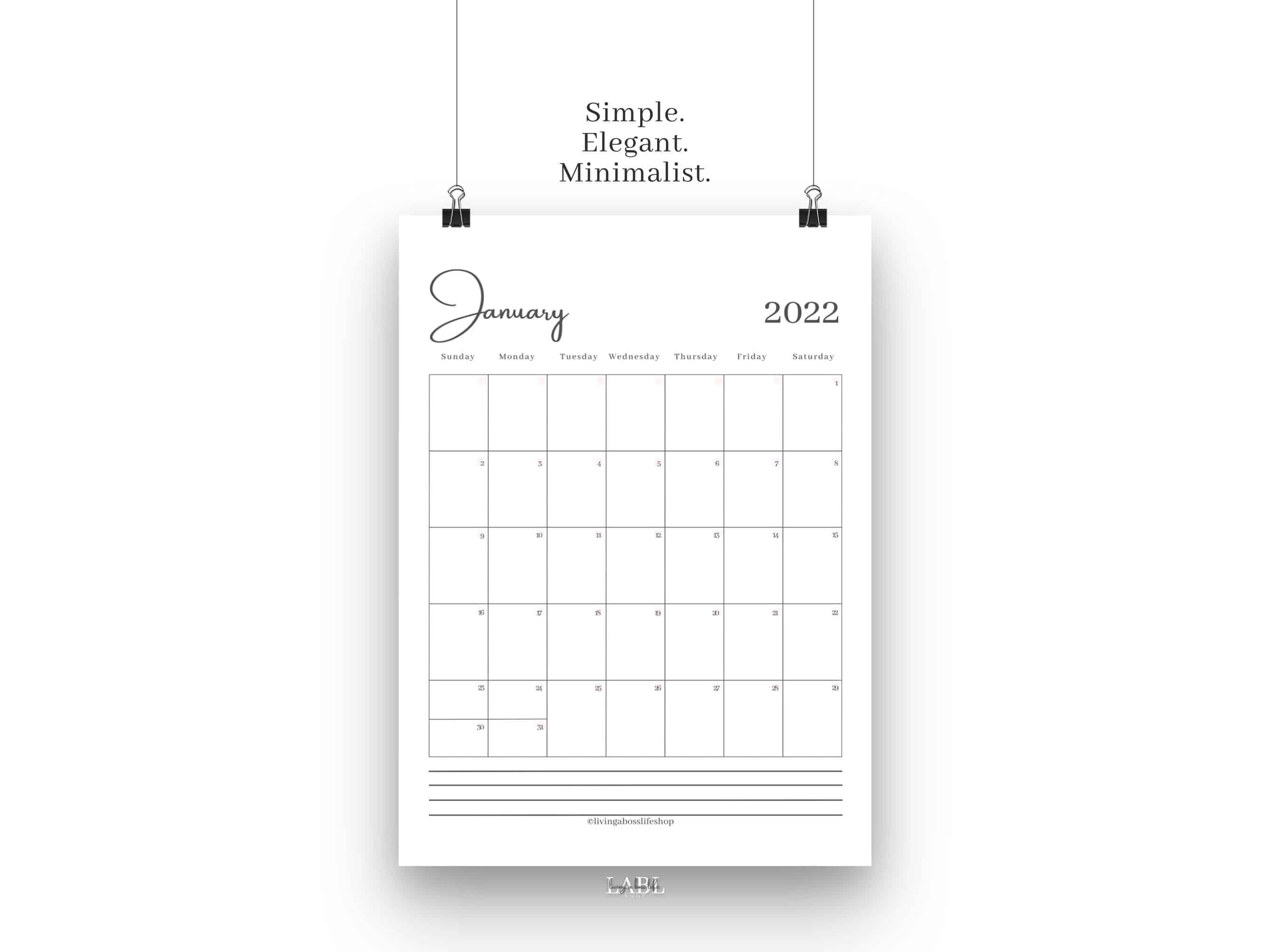 2022 Printable Monthly Calendar. This minimalistic monthly calendar has a touch elegance while maintaining simplicity. Printable monthly calendar and use as a digital calendar with your favourite device! #PrintableCalendar #2022PrintableCalendar #2022MonthlyCalendar #2022PrintableMonthlyCalendar #2022DigitalMonthlyCalendar 