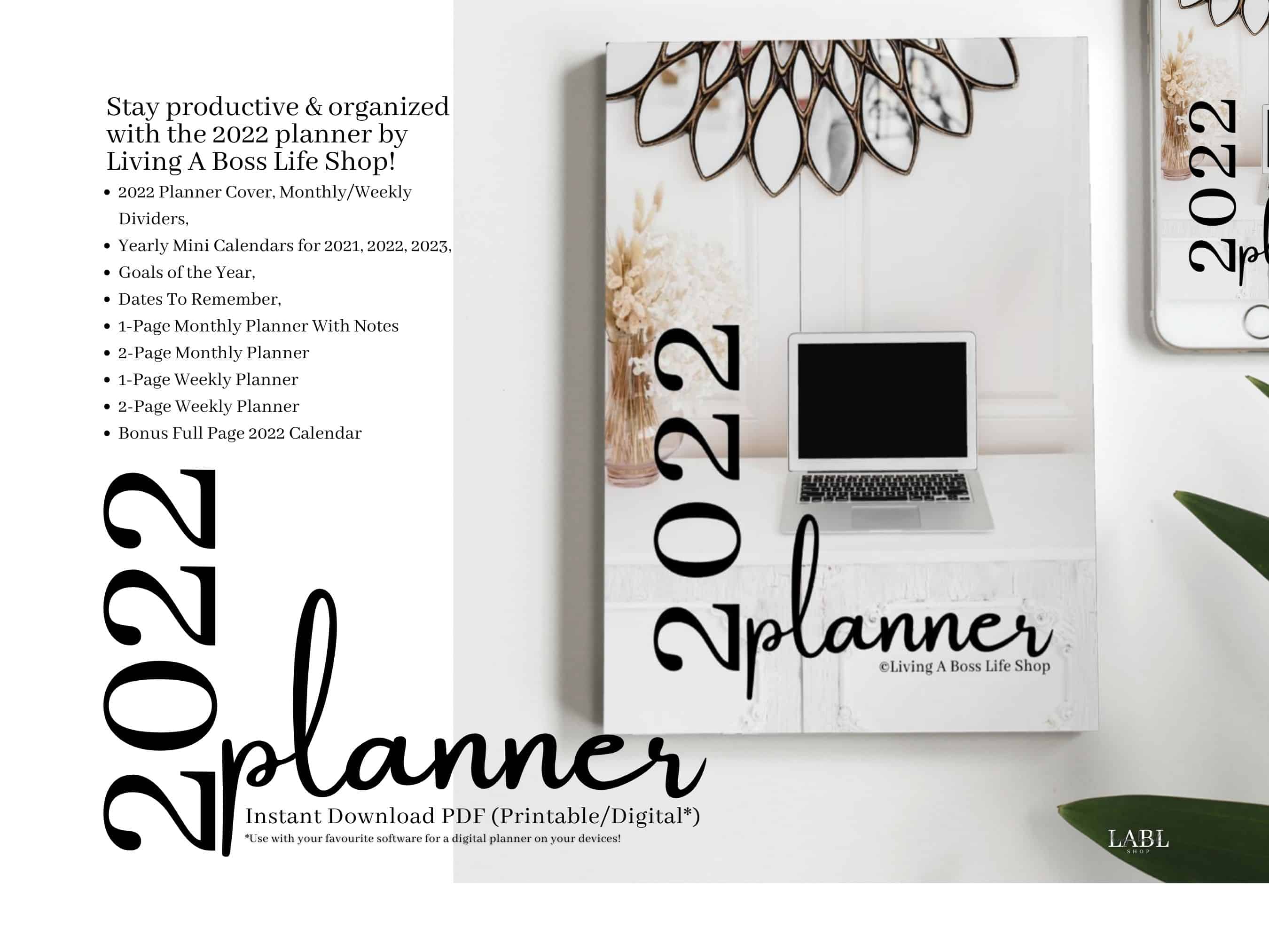 Introducing the 2022 Planner Printable PDF Yearly, Monthly, Weekly Planner and More 200+ pages! Yearly mini calendars bonus full size 2022 calendar, one page weekly planner, two page weekly planner, one page monthly calendar, two page monthly calendar, important dates to remember, notes and so much more! #PrintablePlanner #2022Planner #2022MonthlyPlanner #2022WeeklyPlanner #2022PrintablePlanner #PlannerRefills
