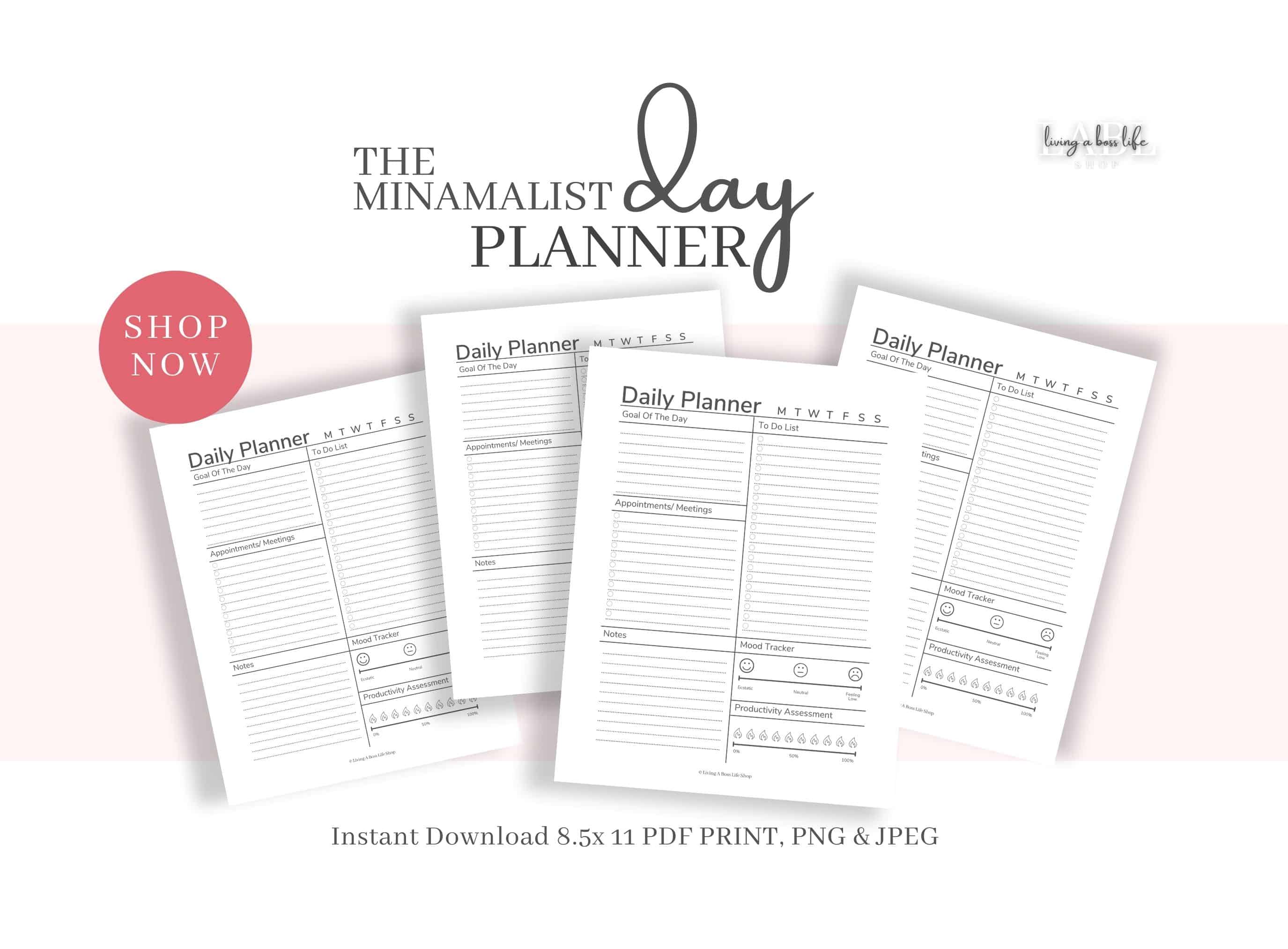 The Minimalist Day Planner Printable Sheet For Productivity, Meetings & Daily To Do's#PrintablePlanner #DailyPlannerPrintable #MinimalistDailyPlanner 